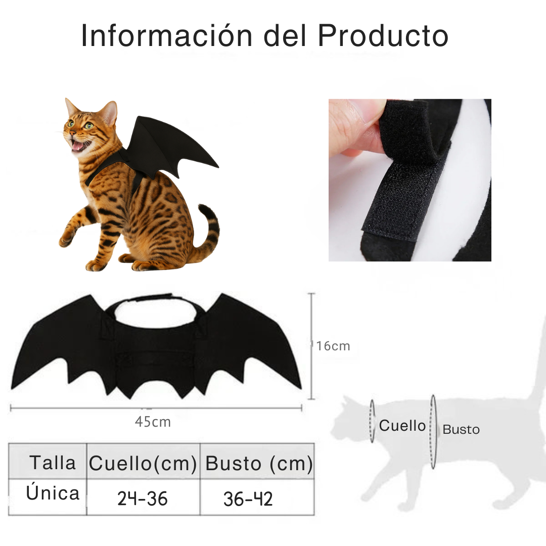 Alas de Murciélago para Gatos – Disfraz de Halloween